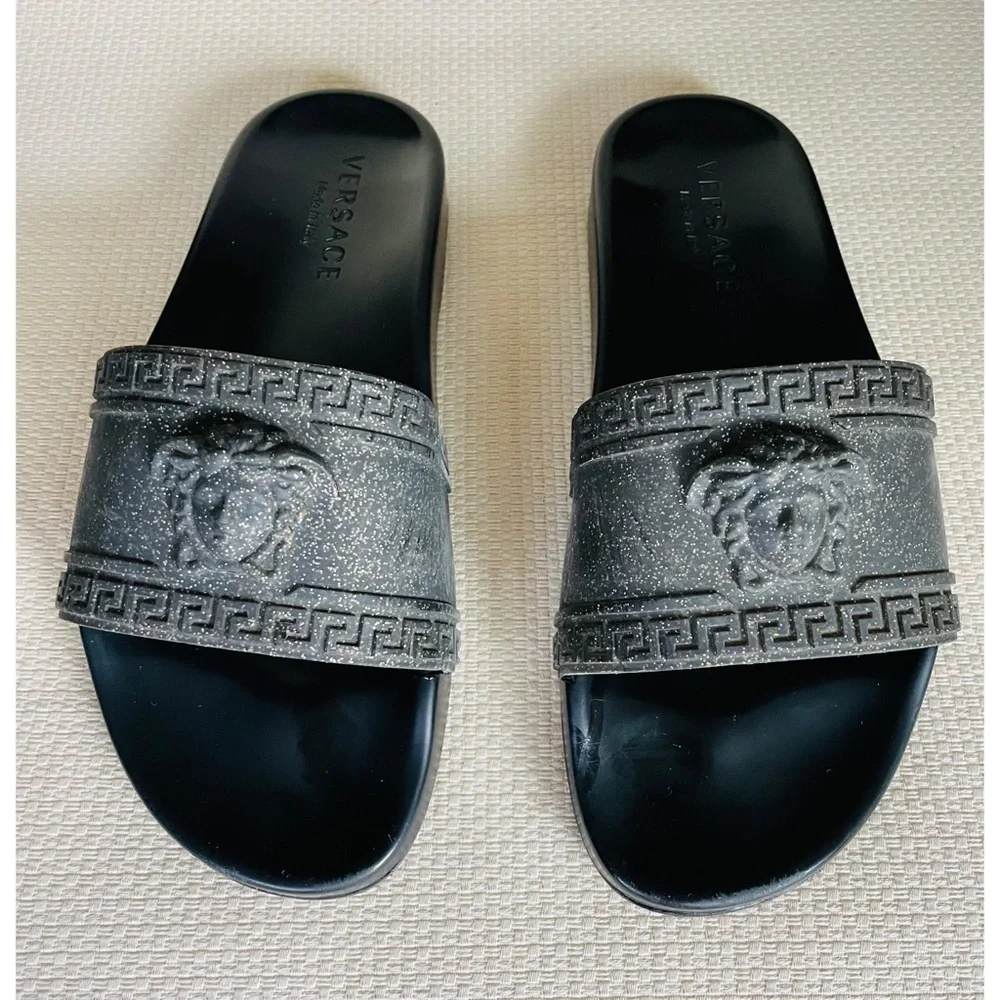 VERSACE Palazzo Mens Pool Slippers Medusa Geek Key Size 44